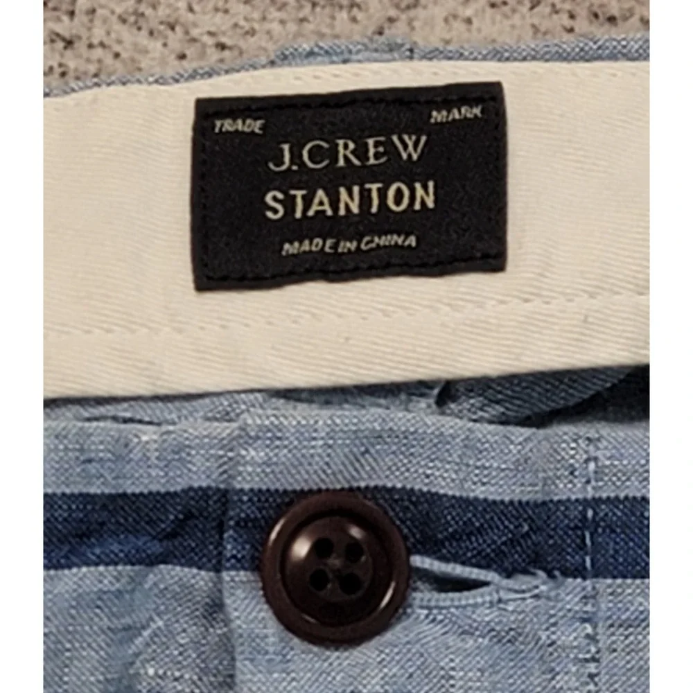 J. Crew Men's Stanton Baird McNutt Irish Linen Blue Striped‎ Shorts Size 32
